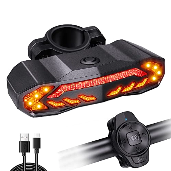 HIULLEN Fahrradalarm mit Fernbedienung, Fahrrad Alarmanlage mit Elektrischer Glocke, 110db Lauter Anti-Diebstahl Fahrradalarm mit Lenkfunktion, 7 Stufen Empfindlichkeit USB Wiederaufladbare