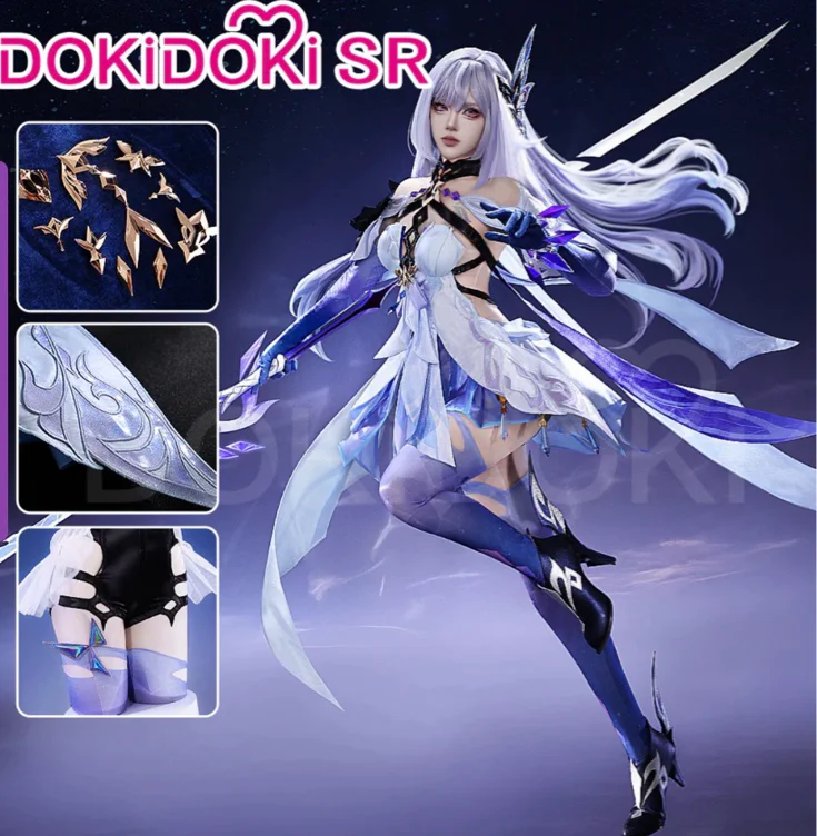 Genshin Impact Cosplay White Skirk Costume