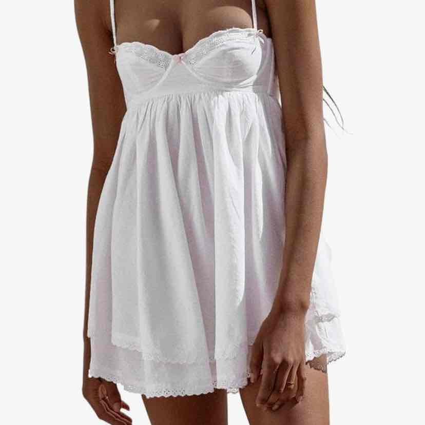 Alyweatry Women Vintage Lace Cute Fairy Dress Sleeveless Spaghetti Strap Grunge 90S Aesthetic E-Girl Mini Dress Streetwear (S, Black)