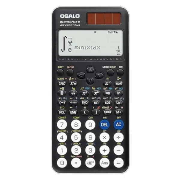 OSALO Wissenschaftlicher Taschenrechner 417 Funktion 10+2 Stellen Geschriebenes Display Solar und Batterie Rechner Schutzhülle für Schule Schwarz (OS 991ES Plus 2nd Edition)