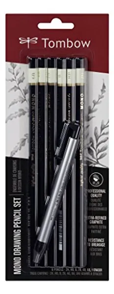 Tombow Mono-6PC-Zeichen Set, 6 Bleistifte und 1 Präzisionsradierer Zero MONO-6PC-SET