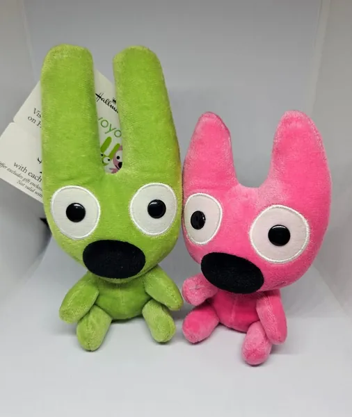 Vintage 2004 Hallmark Hoops And Yoyo Plush Toy 6” Green and Pink With Tags Rare