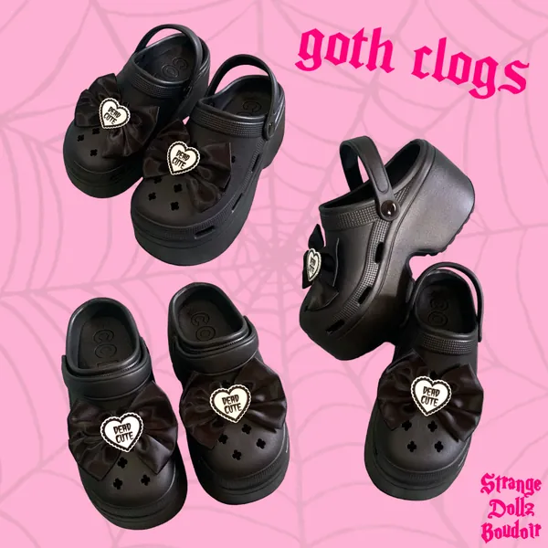 Goth platform heel clogs, Goth shoes, Strange Dollz Boudoir