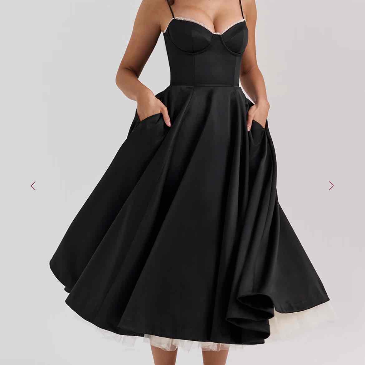Mademoiselle Black Tulle Midi Dress