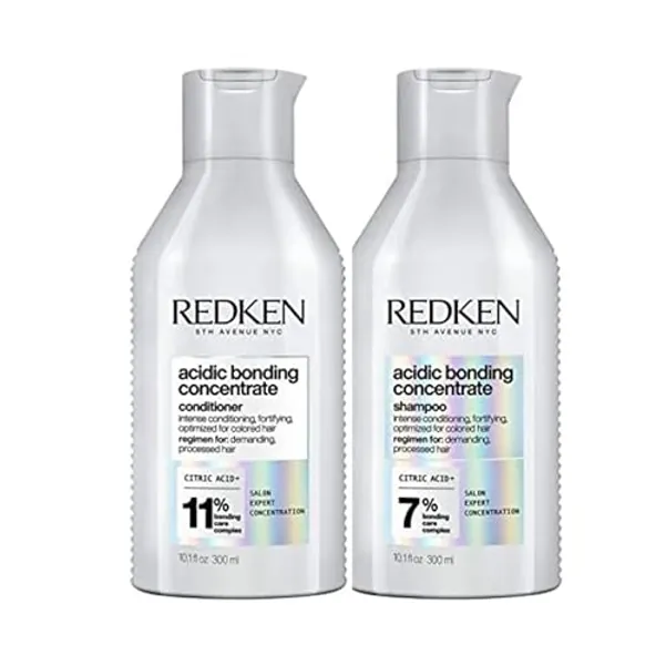 REDKEN Bonding Shampoo & Conditioner Set for Damaged Hair Repair | Acidic Bonding Concentrate | Sulfate-Free | Repairs Bleached or Color-Treated Hair | For All Hair Types