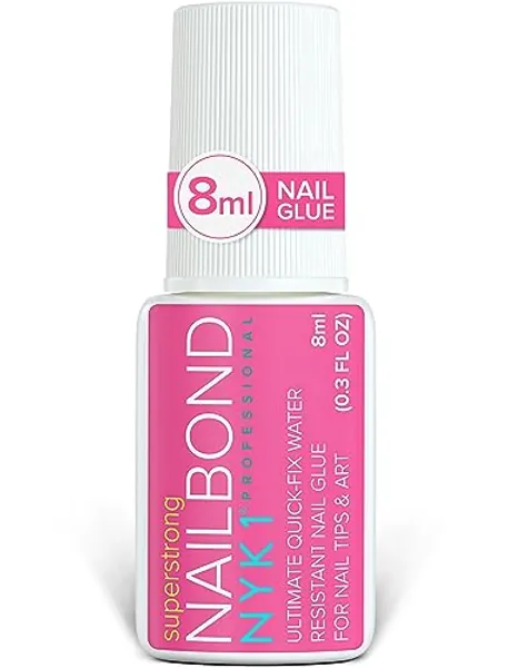 Super Strong Nail Glue For Nail Tips, Acrylic Nails and Press On Nails (8ml) NYK1 Nail Bond Brush On Nail Glue For Press On Nails Long Lasting Nail Glue For Acrylic Nails Fake Nails Tips Nail Glue Gel