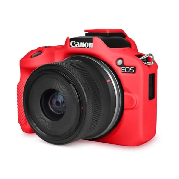 Rieibi EOSR50 EOS R50 Case, Soft Silicone Protective Case for Canon EOS R50 EOSR50 Vlogging Camera, Lightweight EOS R50 Camera Case Grip Cover Body Skin - Red