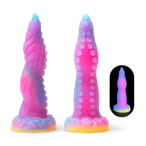 Monster Dildo Small Tentacle Dildo, 6.7 inch Anal Dildo Beginner Silicone Dildo with Luminous Pink, Strap On Dildo Realistic Dildos, Anal Plug G spot Adult Sex Toy for Men Women and Couples - 6.7"