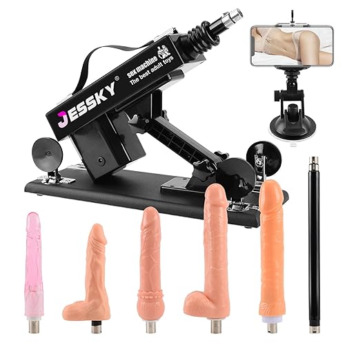 JESSKY Automatic Sex Machine, 3XLR Connector Love Machine Adjustable Adult Sex Toys Machine with 6 Attachments for Men and Women - 8 Piece Set