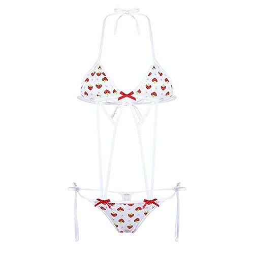 YOMORIO Micro Bikini Strawberry String Lingerie Set Anime Cosplay Thong Bikini (style2)