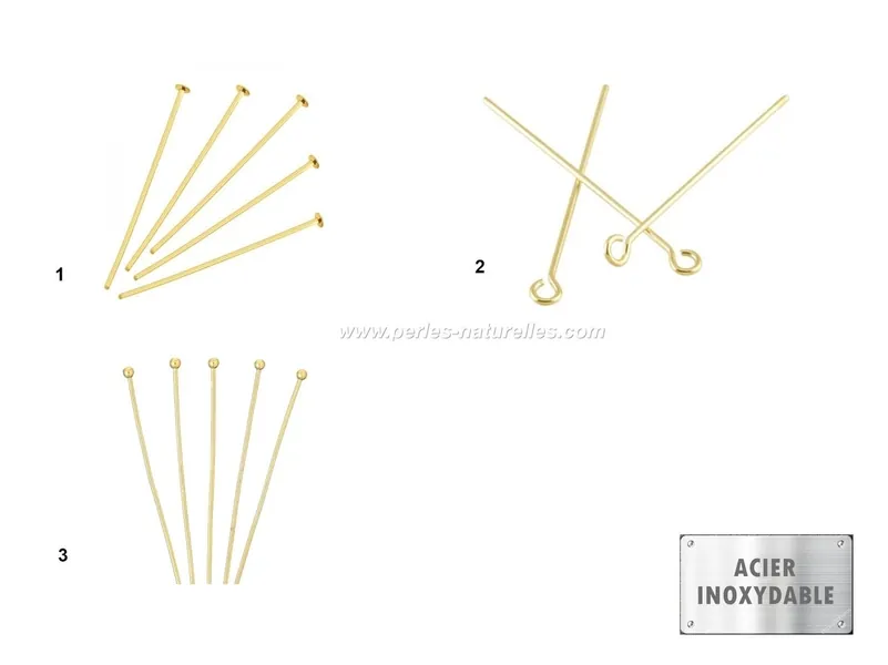 Stainless steel - HeadPins and EyePins - 10 or 100 Golden Stainless Steel Pins