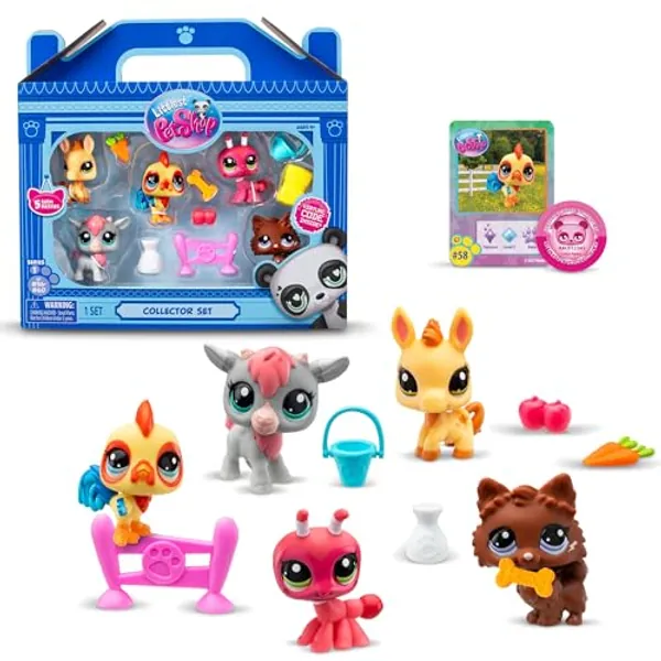 Littlest Pet Shop Farm Besties Collector Set - Gen 7 Bobble Head Pets #56-60, Imagination Toy for Kids 4+