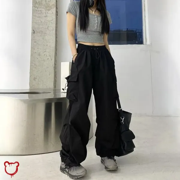 Black Grunge Wide Leg Pants