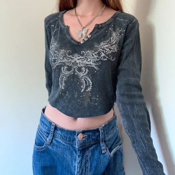 'Stage Fright' Grey Casual Crop Top