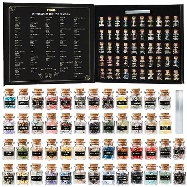 Bulk Crystals and Healing Stones 50 PCS - Real Mini Crystals for Spell Jars - Crystals for Witchcraft - Crystal Sets for Witchcraft Supplies - Real Crystal Witch Healing Crystals for Beginners Set