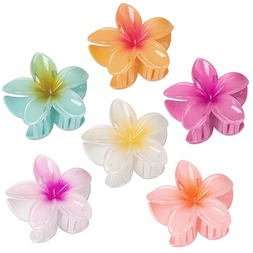 6 Pcs Flower Hair Clips for Women - Hawaiian Hair Claw Clips, Beach Essentials Cute Hair Accessories