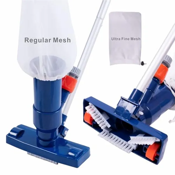 Upgraded Swimming Pool Spa Jet Vacuum Cleaner with Brush & 56" Pole,for Above Ground / Inflatable Pool,Hot Tub,Pond, Spa, Lake and Fountain