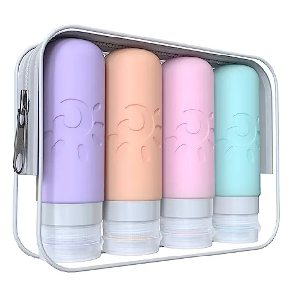 Zafit Travel Bottles for Toiletries, TSA Approved Travel Containers 3oz Leak Proof Travel Tubs Refillable Liquid Travel Accessories for Shampoo Conditioner Lotion Body Wash(Multicolored C)