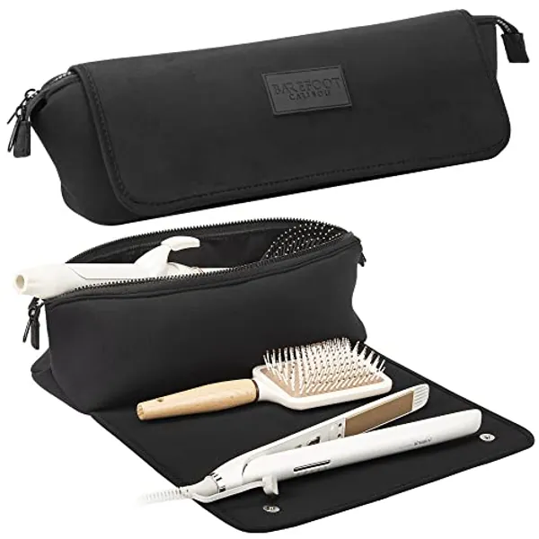BAREFOOT CARIBOU Hair Tools Travel Bag and Heat Resistant Mat for Flat Irons, Straighteners, Curling Iron, and Haircare Accessories, 2-in-1 design, with Interior Pockets, Portable Organizer