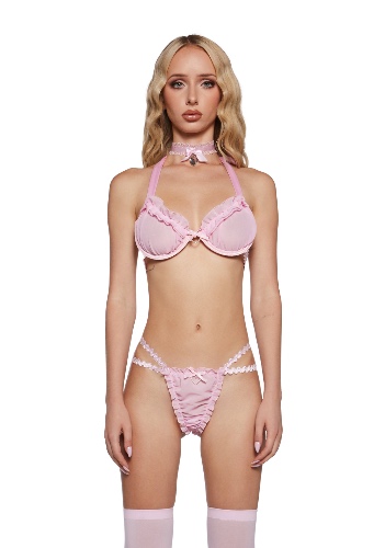 Satin Midnight Lingerie Set | PINK / Medium