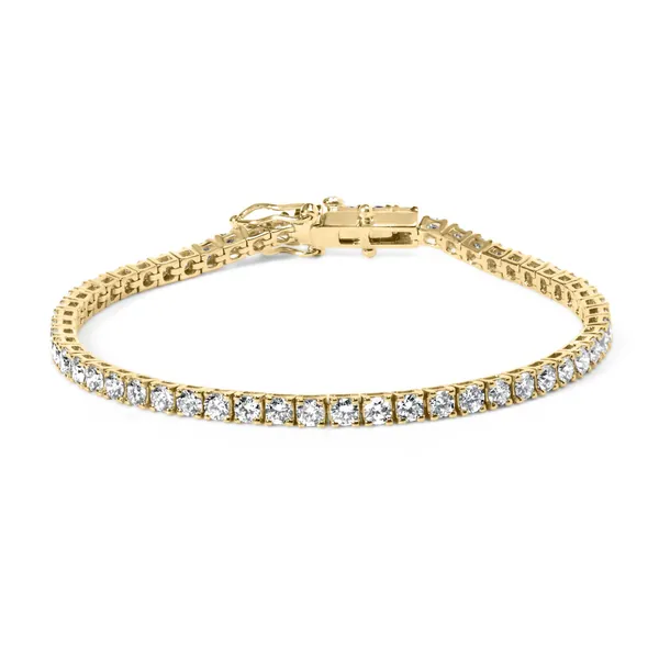 14K Yellow Gold Plated .925 Sterling Silver 5.00 cttw 4-Prong Set Brilliant Round-Cut Diamond Classic Tennis Bracelet (J-K Color, I2-I3 Clarity) - Size 7.25