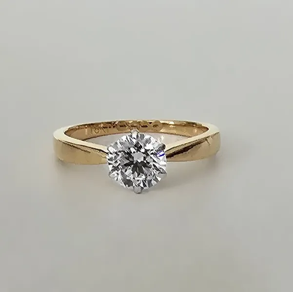 1 Carat VVS Diamond Engagement Ring/18k Solid Yellow Gold Premium Diamonds