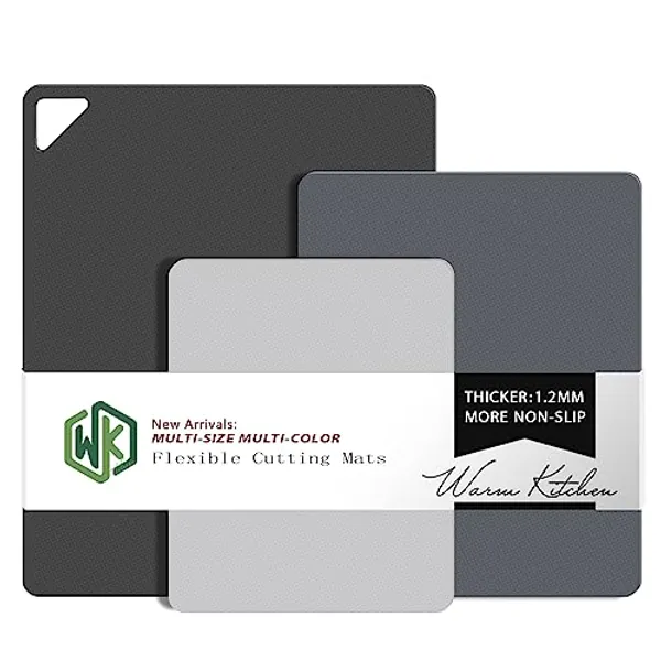 Plastic Cutting Boards for Kitchen, WK Flexible Non Slip Cutting Mat, BPA Free, Dishwasher Safe, Multi Sizes