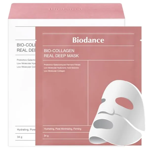 BIODANCE Bio-Collagen Real Deep Mask, Hydrating Overnight Hydrogel Mask, Pore Minimizing, Elasticity Improvement, 34g x16ea