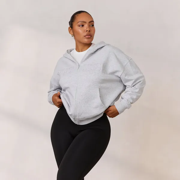 Varsity Zip-Up Hoodie - Frost Melange