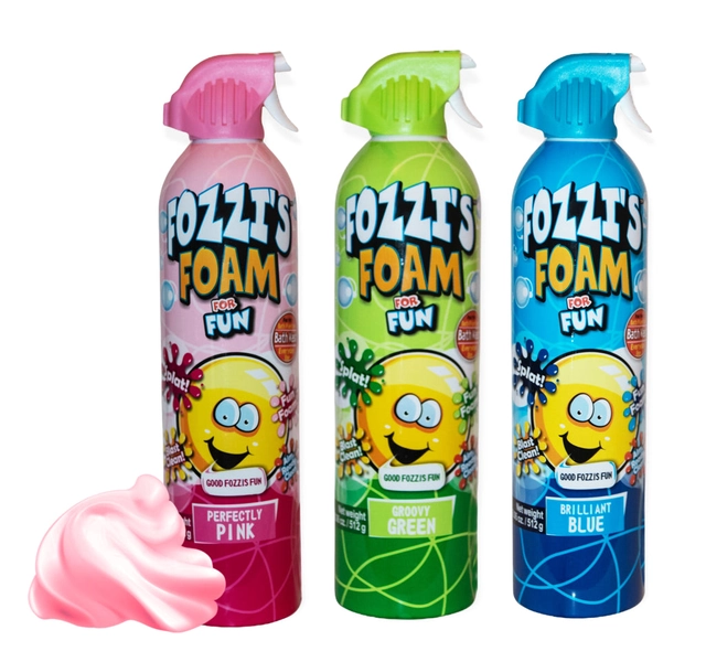 FOZZI's Bath Foam Spray for Kids, MEGA SIZE (18.06 oz Pack of 2 or 3, Pink Green or Blue Spray)