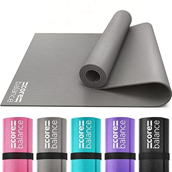 Core Balance Yoga Mat, Thick Foam 6mm, Non Slip, Exercise Fitness Gym, Compact Lightweight With Carry Strap