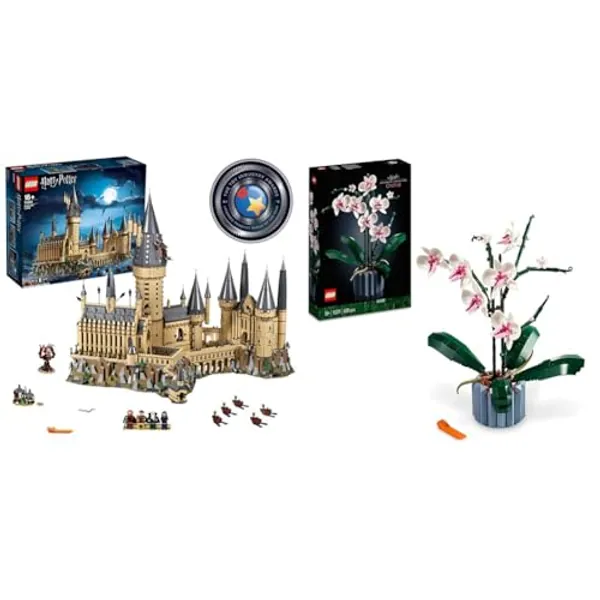 LEGO 71043 Harry Potter Hogwarts Castle Model, Big Collectable Set with the Great Hall, Sword of Gryffindor & Chamber of Secrets & 10311 Icons Orchid Artificial Plant Building Set with Flowers