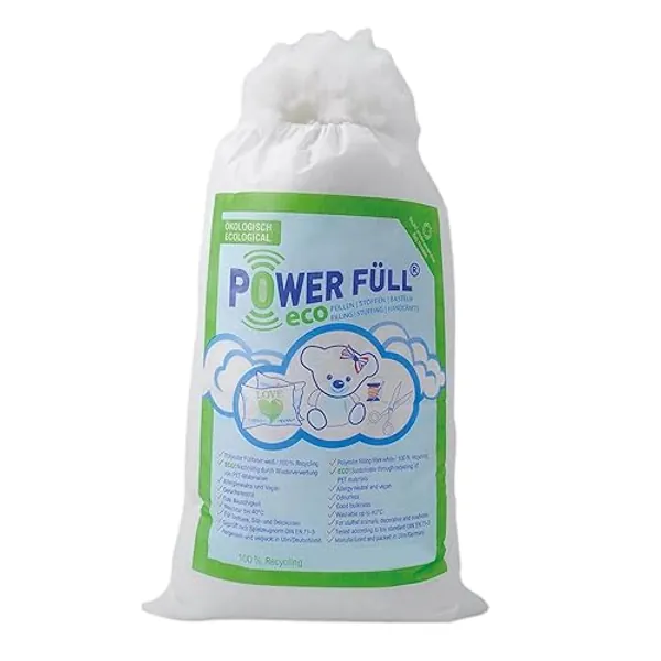 POWER FÜLL® Eco - White | 1 kg Sustainable Filling Cotton | Toy Standard Certified | Washable up to 40 °C | Craft Wadding | Cushion Filling | Stuffing Material (1 kg)