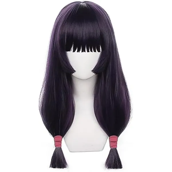 Anime Iori Utahime Cosplay Wig, Two Horse Tails Purple Long Halloween Costume Cosplay Wig for Party Carnival Christmas with Wig Cap