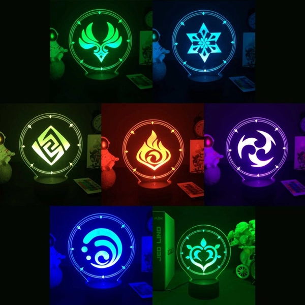 Gesnhin Impact Elements LED Night Light Genshin Desk Lamp Cool Genshin Gifts
