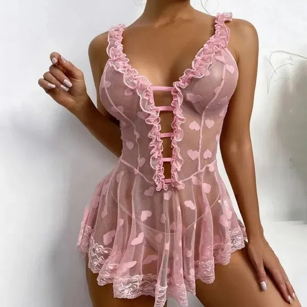 Plus Size Mesh Nightdress Lingerie