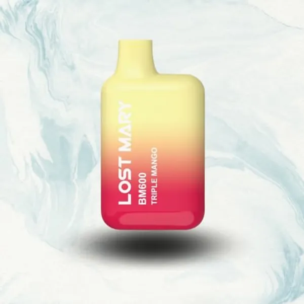 Lost Mary 600 Puff Disposable Puff Vape pod, No Nicotine Free, Prefilled, Fruit Flavors 600 Puffs - E-Cigarette 20 Mg… (Triple Mango)