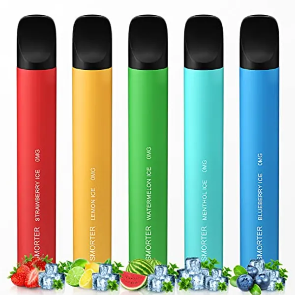 Smorter Disposable Vape Pen, 5 Packs E Cigarettes, 2ML Tank, No Nicotine