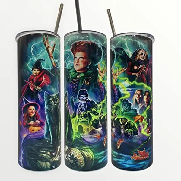 Blakes Hocus Pocus Saunderson Sisters Halloween 20oz Thermal Skinny Tumbler, Multicoloured, (TUMB-HOCUS)