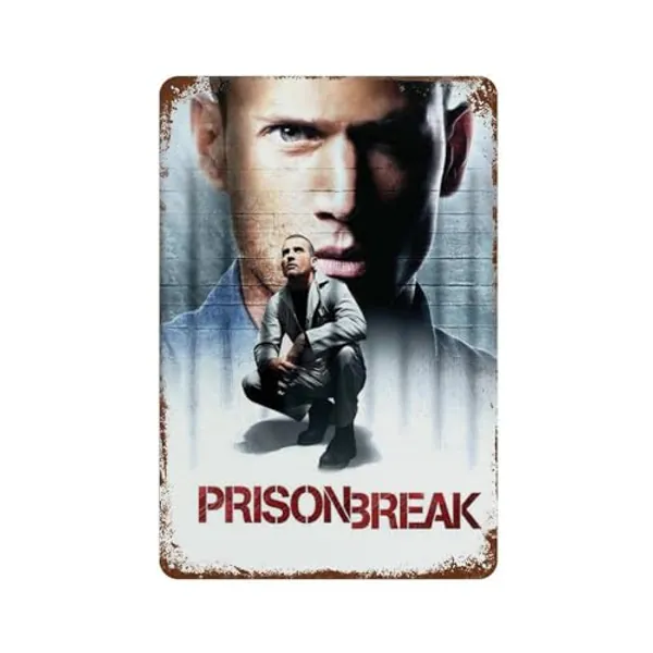 PLKOYZZXC Prison Break Movie Poster Wall Decor Art Metal Tin Poster Modern Home Decor Art Metal Poster Home Bar Shop Decorations Vintage Sign Gift 11.8"x7.9"