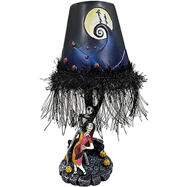 Stylebest Halloween Table Lamp, Light Up LED The Nightmare Before Christmas, Halloween Table Lamp Desktop LED Moonlight Table Lamp Figure Tassel Resin Toy, Black