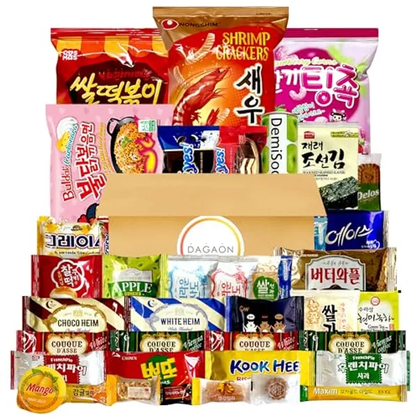 DAGAON Finest Korean Snack Box 42 Count – Variety Snacks Including Korean’s Favorite Chips, Biscuits, Cookies, Pies, Candies. Perfect appetizing Korean snacks for any occasions, gifts and everyone.