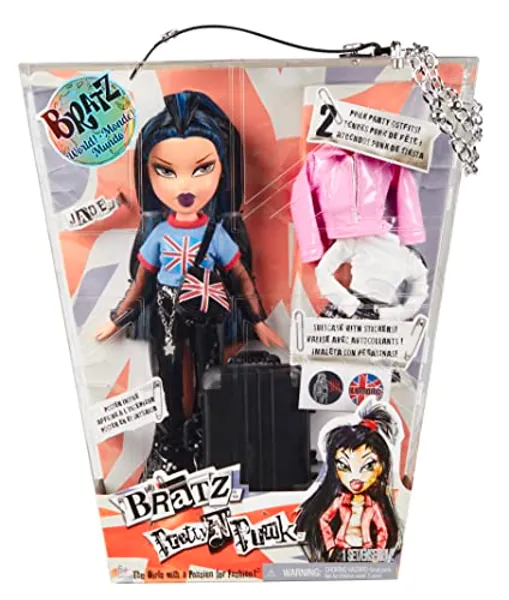 Bratz Pretty ‘N’ Punk Jade Fashion Doll with 2 Outfits and Suitcase, Collectors Ages 6 7 8 9 10+