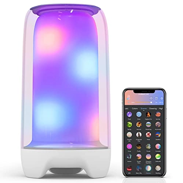 ECOLOR Nachttischlampe Touch Dimmbar Smart Tischlampe, Segmentierte Farbwechsel Nachtlicht Kinder für Schlafzimmer Deko mit Sprach und App-Steuerung, Warmweißes Licht bedside lampe