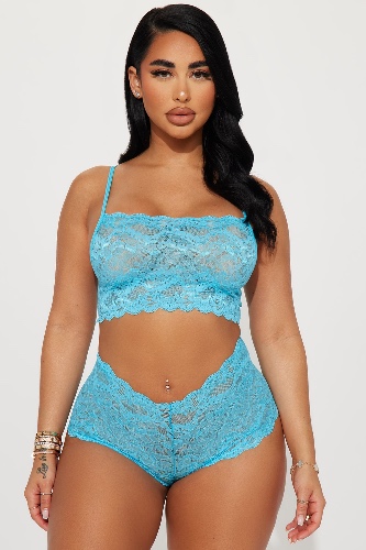 Sultry Moments Lace 2 Piece Set - Turquoise
