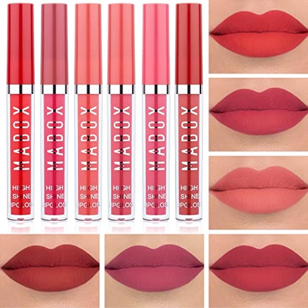 Mabox Matte Liquid Lipstick 6 Colors - Waterproof Liquid Lipsticks Makeup Set - Long Lasting Lip Gloss for Lip Makeup, Women and Girls
