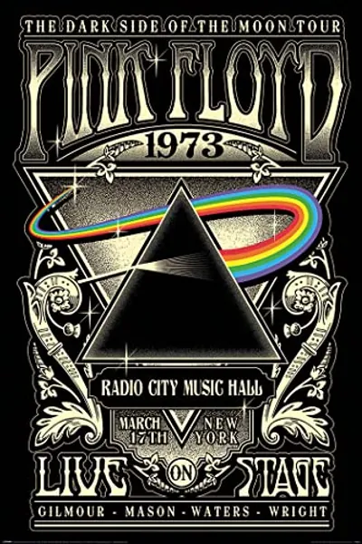 Pink Floyd - Music Poster (Dark Side Of The Moon - Radio City Music Hall 1973) (Size: 24" x 36") (Black Poster Hanger)