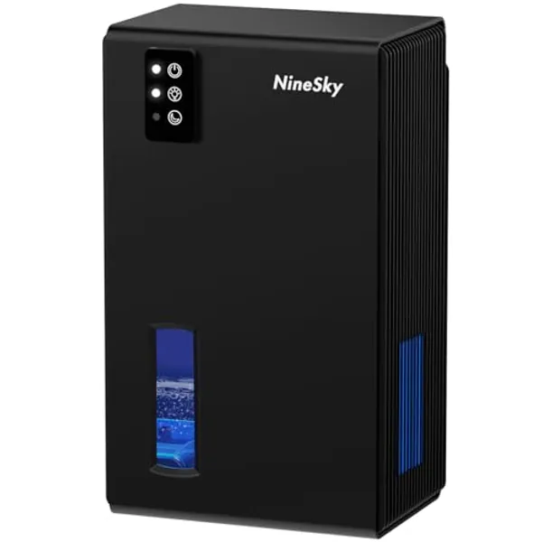 NineSky Dehumidifier for Home, 95 OZ Water Tank, (800 sq.ft) Dehumidifiers for Bathroom, Bedroom with Auto Shut Off, 7 Colors LED Light (Black)