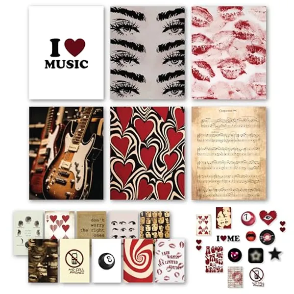 97 Decor Downtown Girl Room Decor - Y2K Room Decor Aesthetic 2000s, Mini Downtown Girl Posters for Room Aesthetic, Small Red Coquette Wall Decor Y2k Wall Art Prints for Teen Girls (8x10 Unframed)