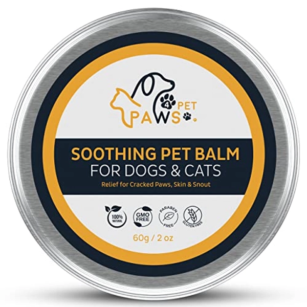 4 PET PAWS - Paw Balm for Dogs & Cats - Natural Moisturizing Paw Protector - Heals, Repairs & Soothes Dry Cracked Paws, Made in Canada Dog Paw Balm